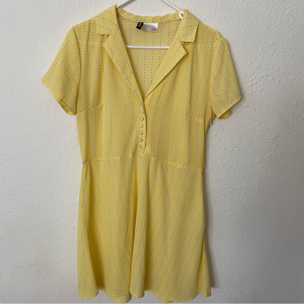 Striped Yellow Shirt Dress H&M Size M